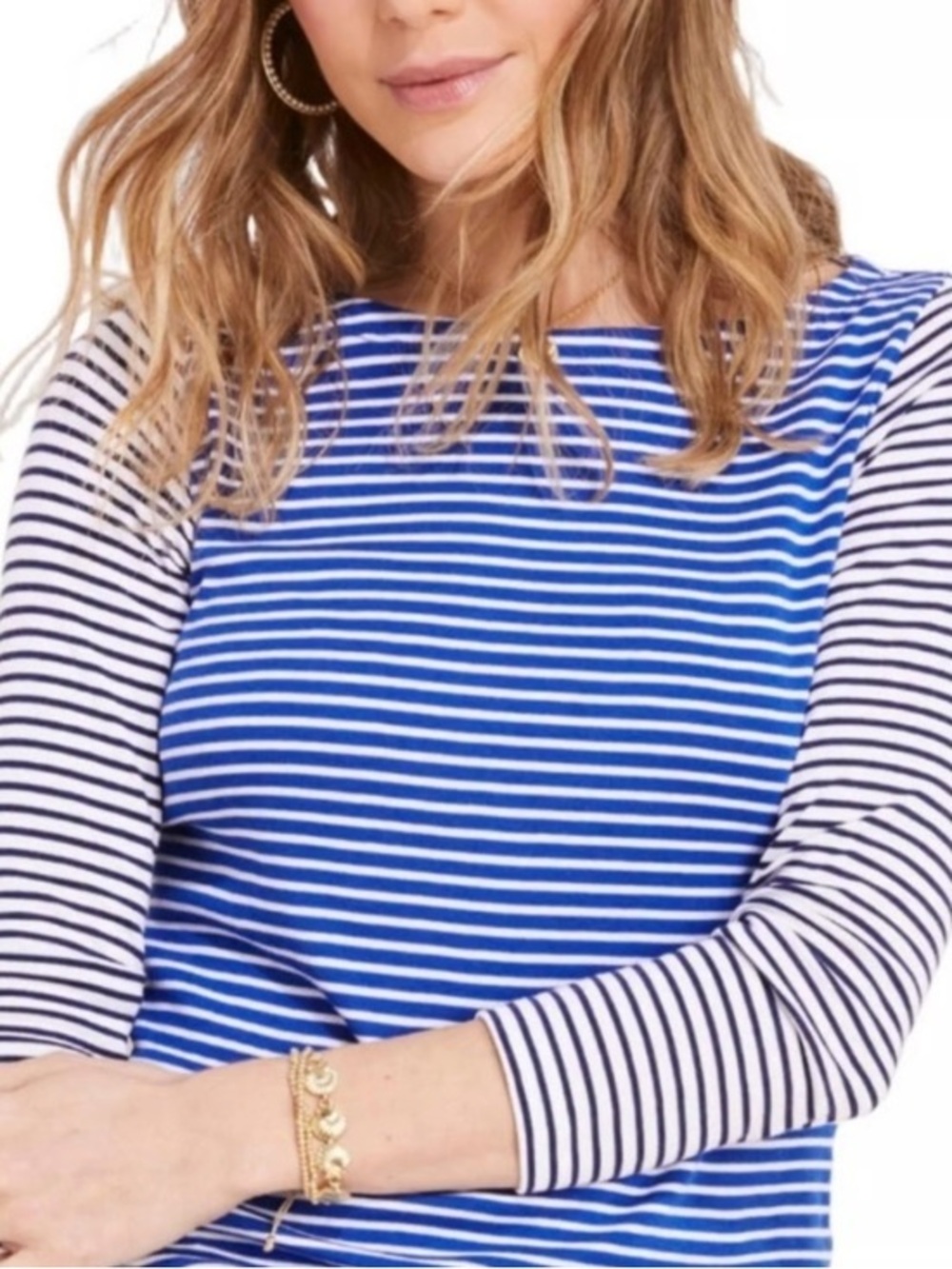 Vineyard Vines Blue and White Cotton blend Nautical Striped Top Size small